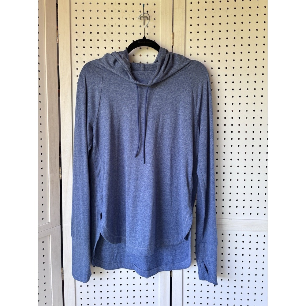Athleta Heathered Blue Cowl Neck Thumbhole Pullover Top Women's Size M Athletic